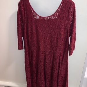 Gorgeous Lane Bryant Lace Dress Sz 22 Burgundy